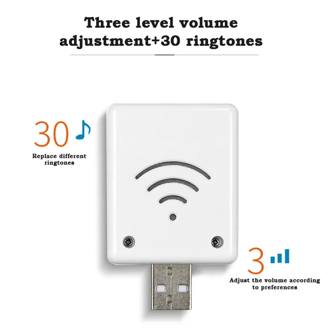 30 Music 150M Wireless Doorbell Waterproof Remote Controller USB Smart Door Bell Receiver Single Button Remote Control 4