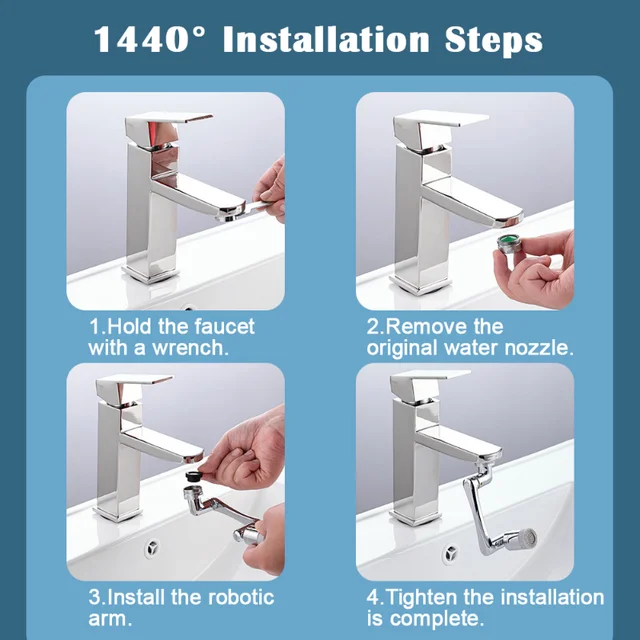 1080° Universal Rotation Faucet Extender Dual Mode Sprayer Head Kitchen Robot Arm Extension Taps Bathroom Swivel Faucet 5