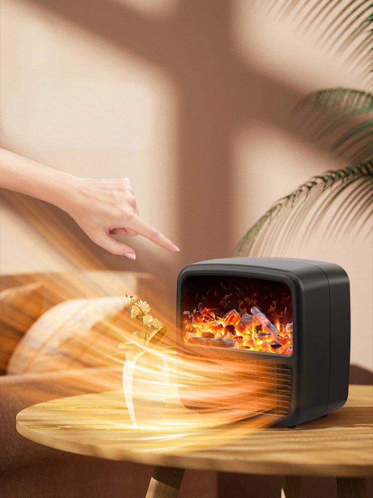 New 3D Flame Simulation Heater Home Heaters Indoor Desktop Electric Heater  Ceramic Heating Small Fan Heater Electric Warmer - AliExpress
