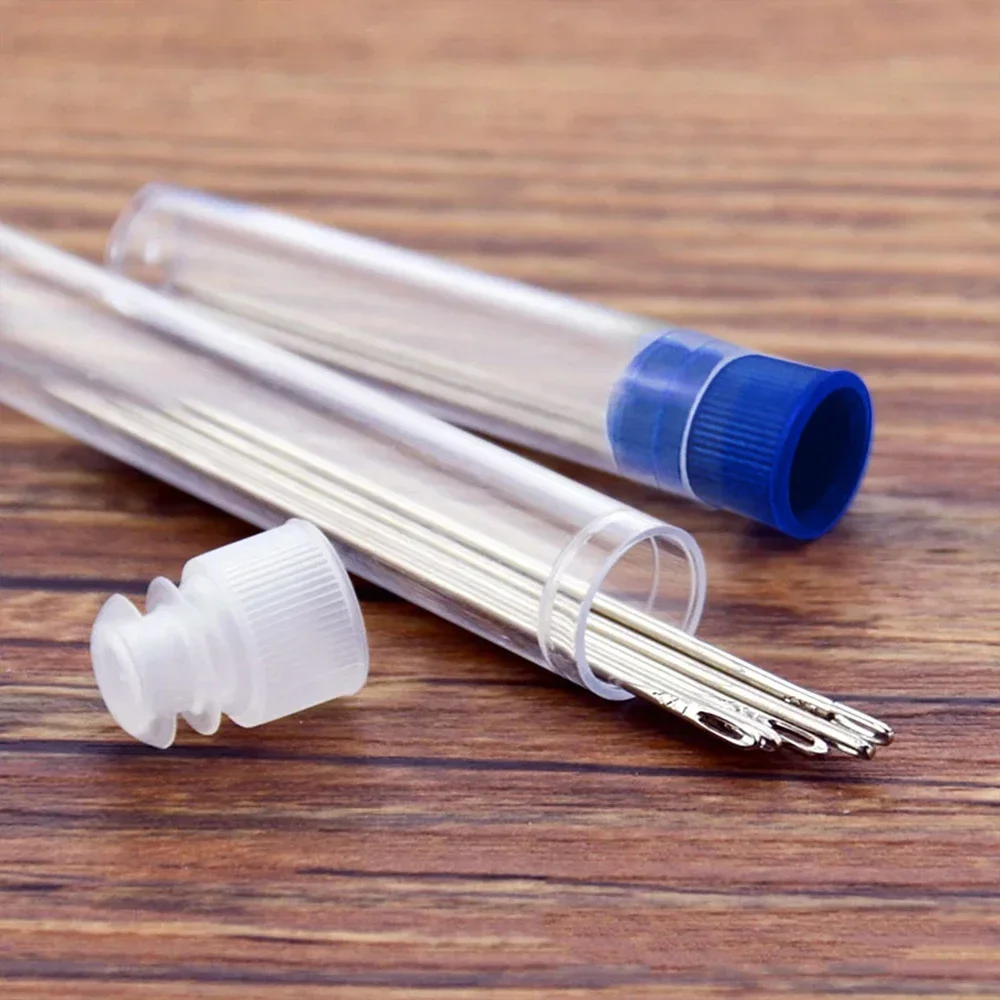 Round sewing needle stroage holder plastic boxs transparent hand sewing needles case embroidery mending needles tube 5pcs/set