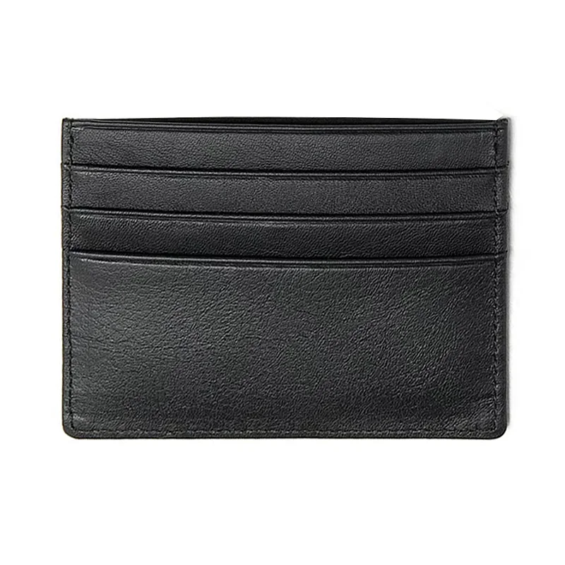 Personal isierte schwarze Leder Karten halter Kreditkarte Brieftasche Echt leder personal isierte Karte Brieftasche für Männer Drop Shipping