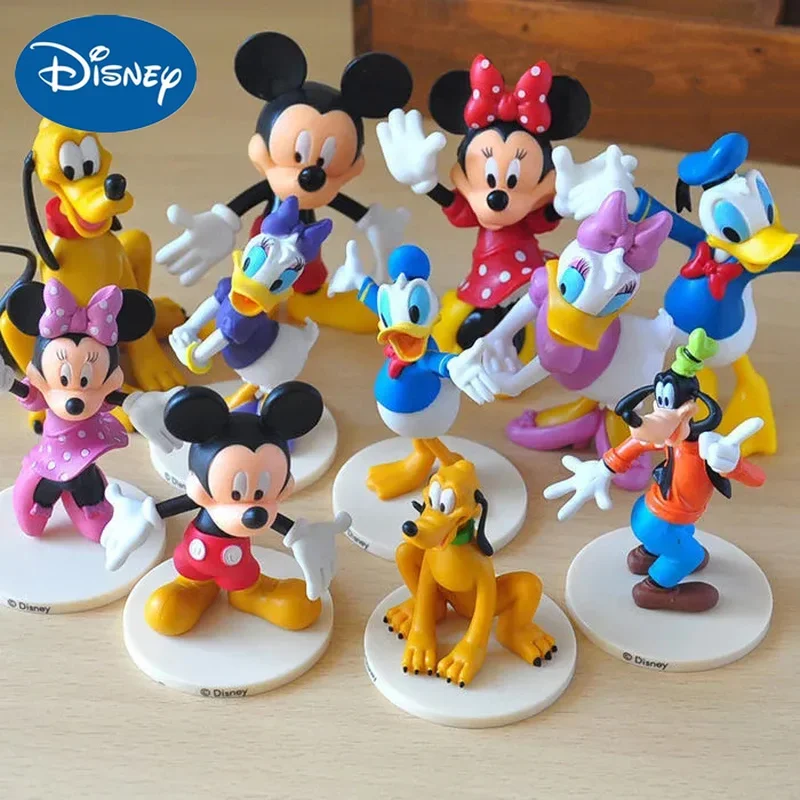 6 Pz/Set Disney Mickey Mouse Figura Anime Cartoon Action Figurine Minnie Duck Goofy Model Dolls Girls Cake Topper Decor Toys