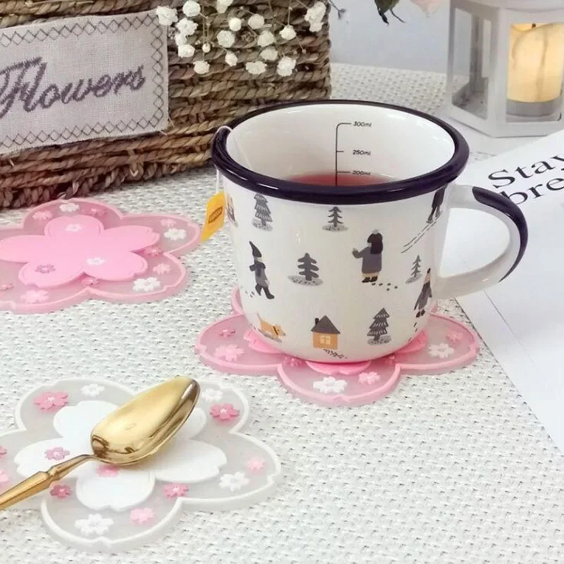 1PC Coasters Kawaii Coaster Cup Mat Japanese Skirt Style Bikini Sakura Kitchen Coffees Bra Gun Headband Insulated Table Tea Milk