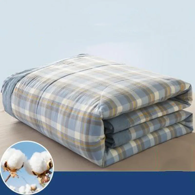 

Cotton Summer Quilt Plaid Quilted Quilt Blanket Suitable For Single Double Bed Queen Size Washed Quilt Air-Conditioned Quilt