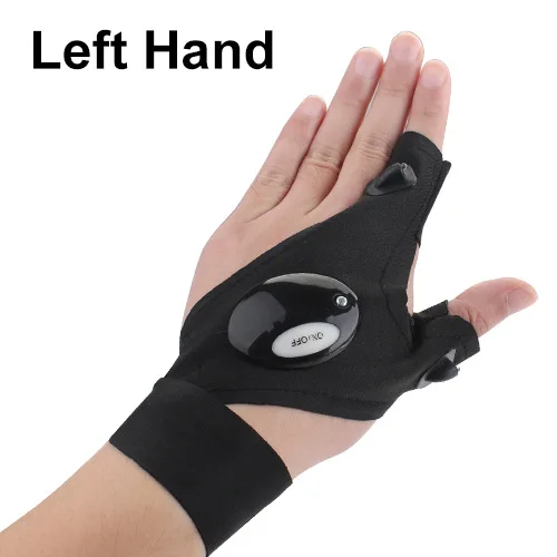 Gloves with lights, outdoor flashlight, illuminated fishing light, half finger night fishing, exposed finger anti slip