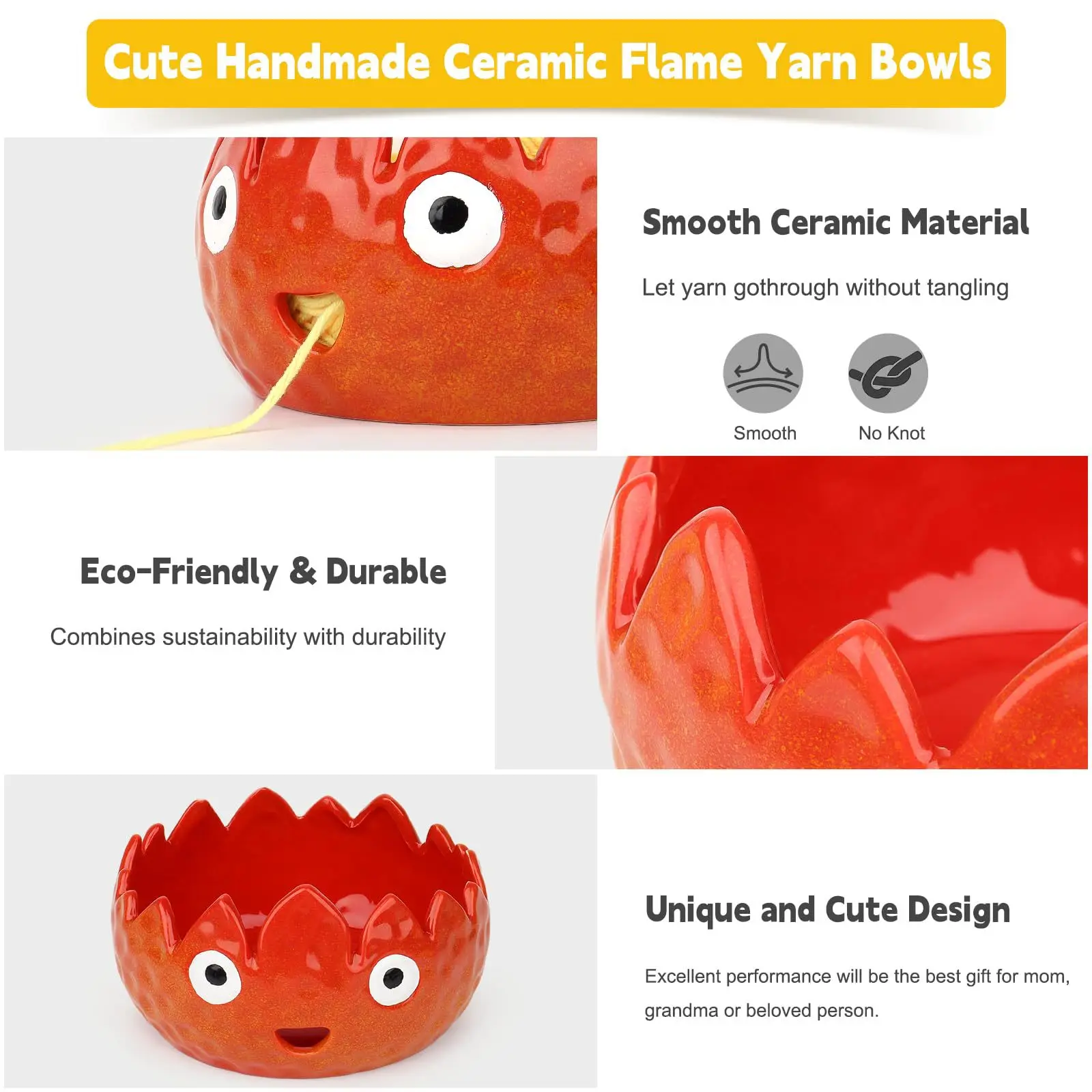 Yarn Bowl Ceramic Reusable Knit and Crochet Storage Yarn Organizer for Crochet Lovers Beginners Knitting Lovers