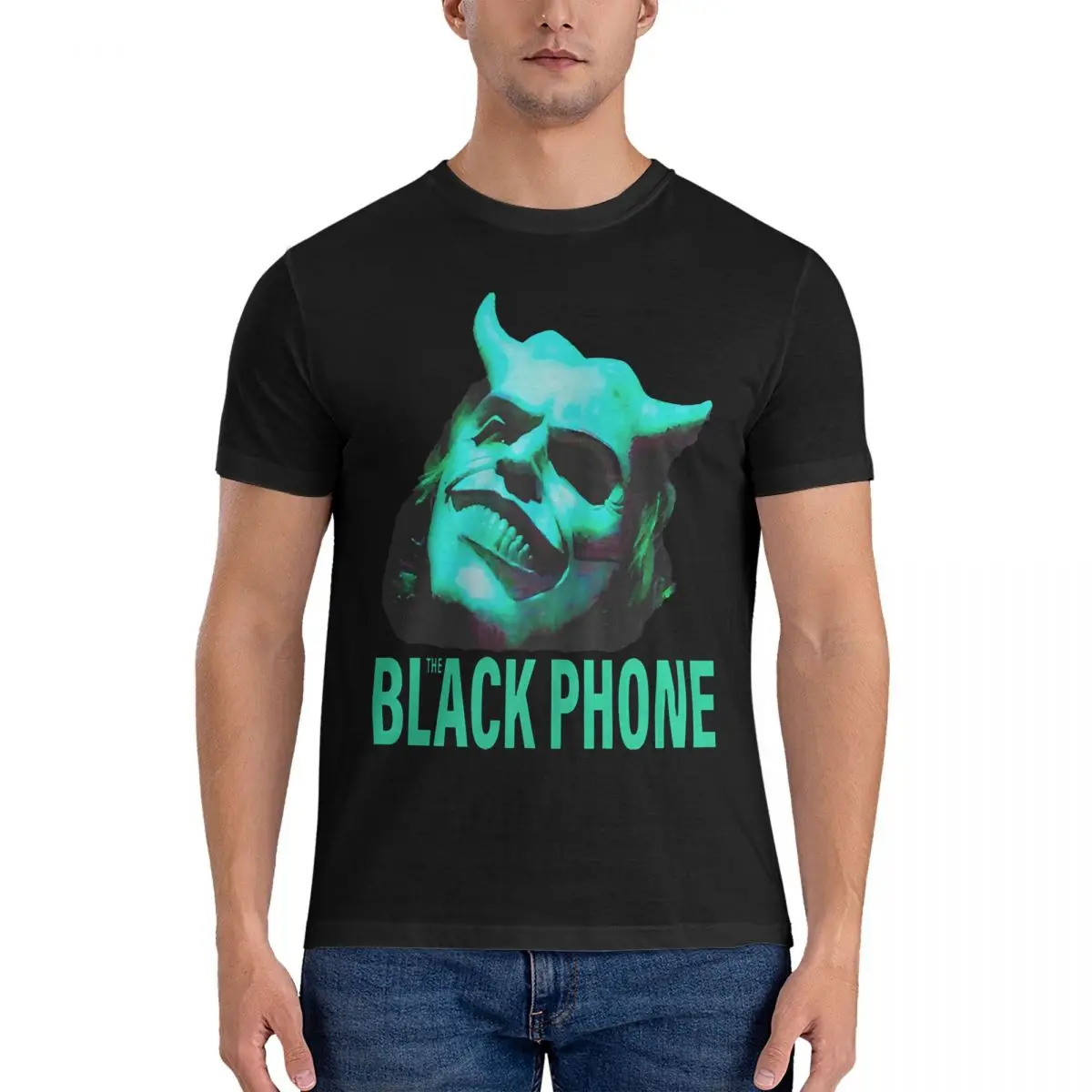 

Мужские футболки с принтом ужасов, черная футболка из чистого хлопка с принтом телефона, крутая футболка с коротким рукавом и круглым вырезом, футболки с графическим принтом