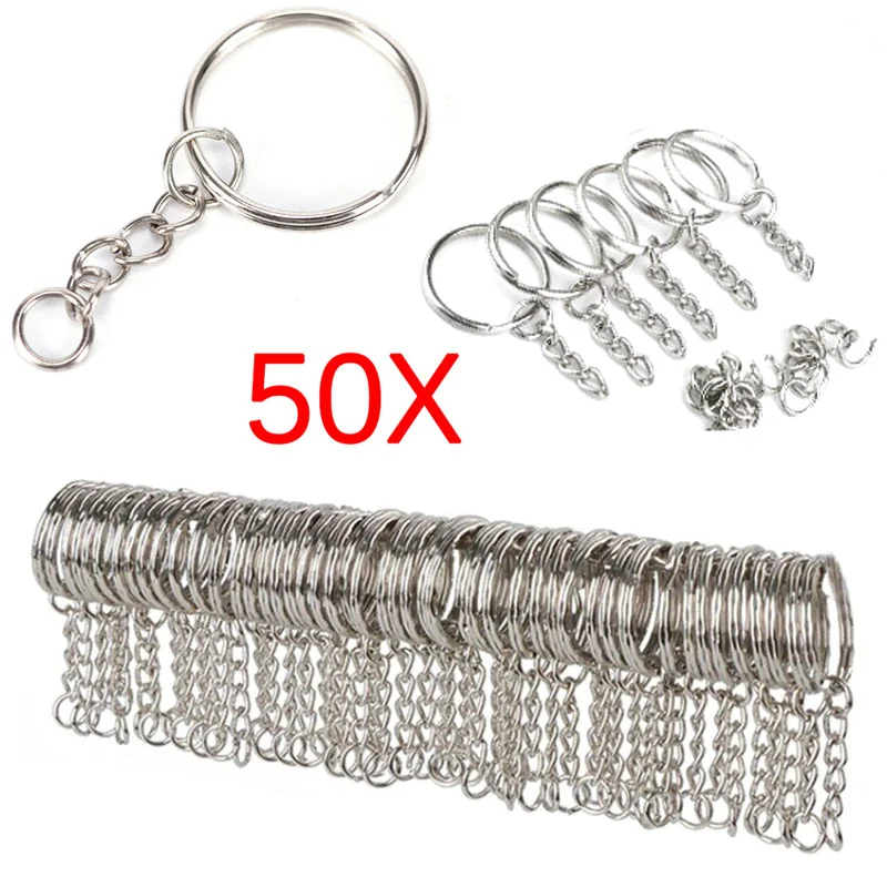 Key Rings Key Chains Metal Keychain Key Chain Accessories Blank Keyring Charms Split Ring Keyfob Key Holder Link Rings Women Men DIY