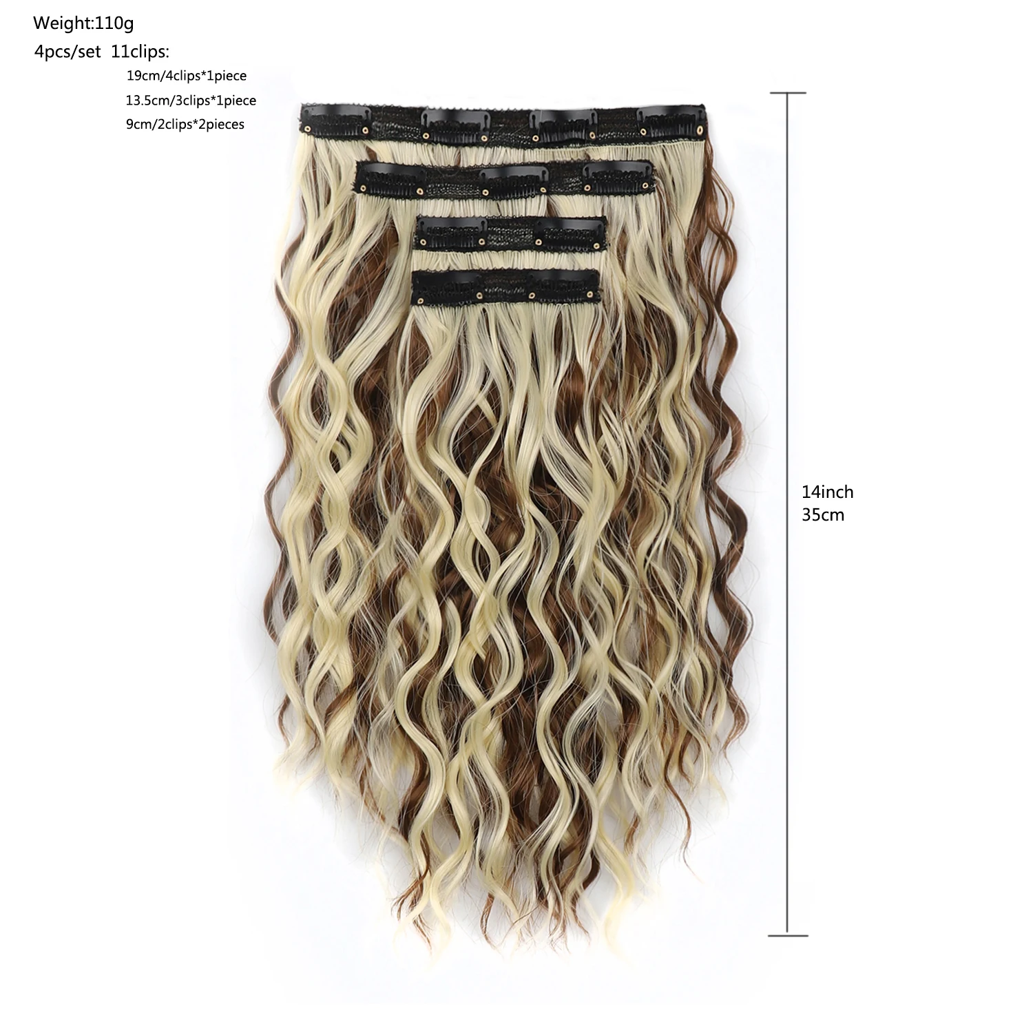 14 Inch Clip In Hair Extensions 6 Pieces Wavy Synthetic Short Hair Extension Amazon.com : Clip in Hair Extensions, 14 Inch Hair  main image 3