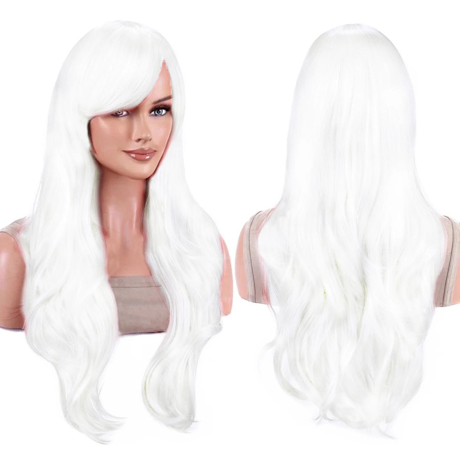 Vibrant 70cm Water Wave Cosplay Wig with Bangs