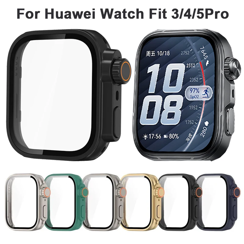 Huawei Watch Fit Hard Case with Tempered Glass Screen Protector - Appearance Upgrade to Premium Iwatch Ultra Look, 49MM Accessories