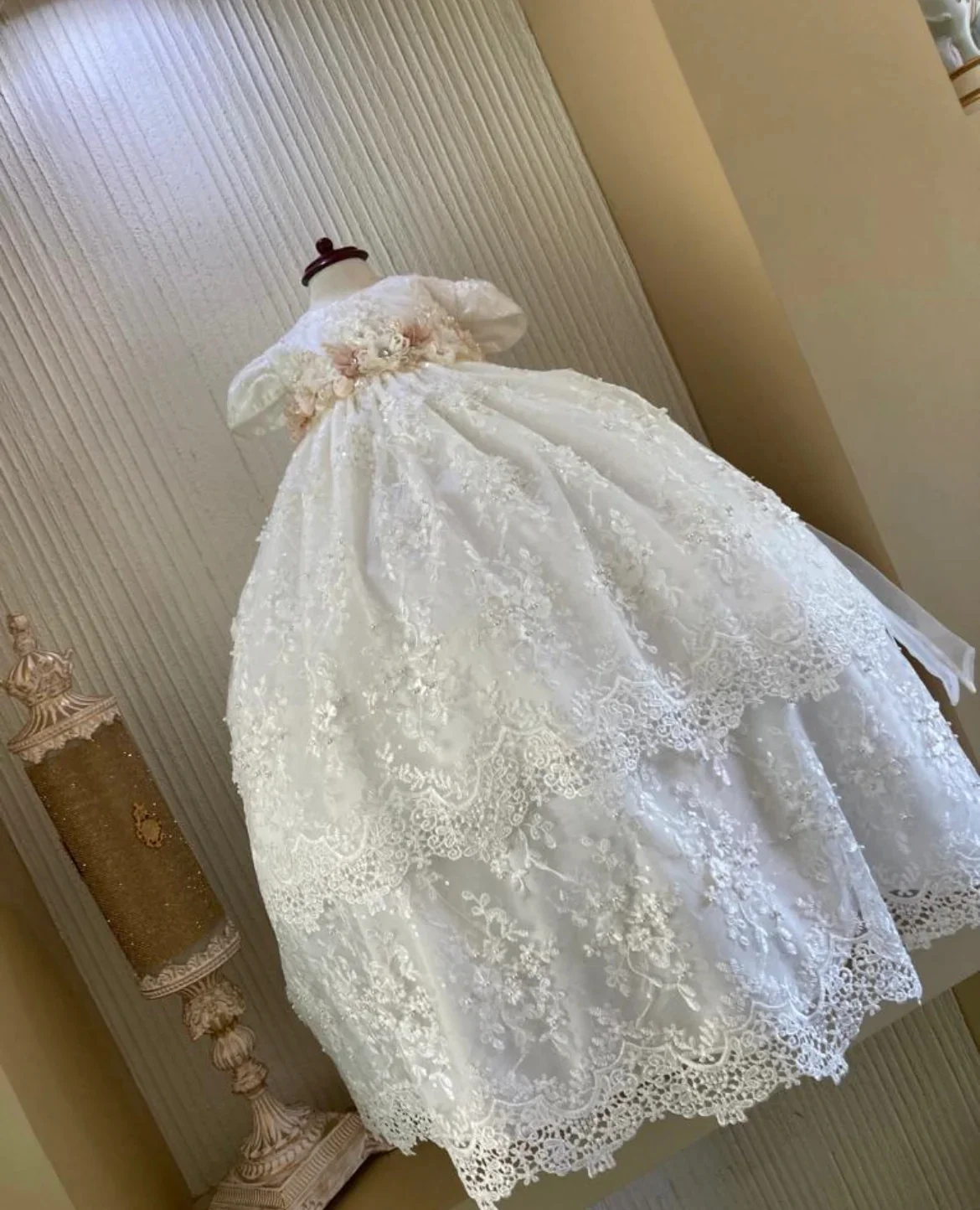 Lace Pearl Baby Gown 3