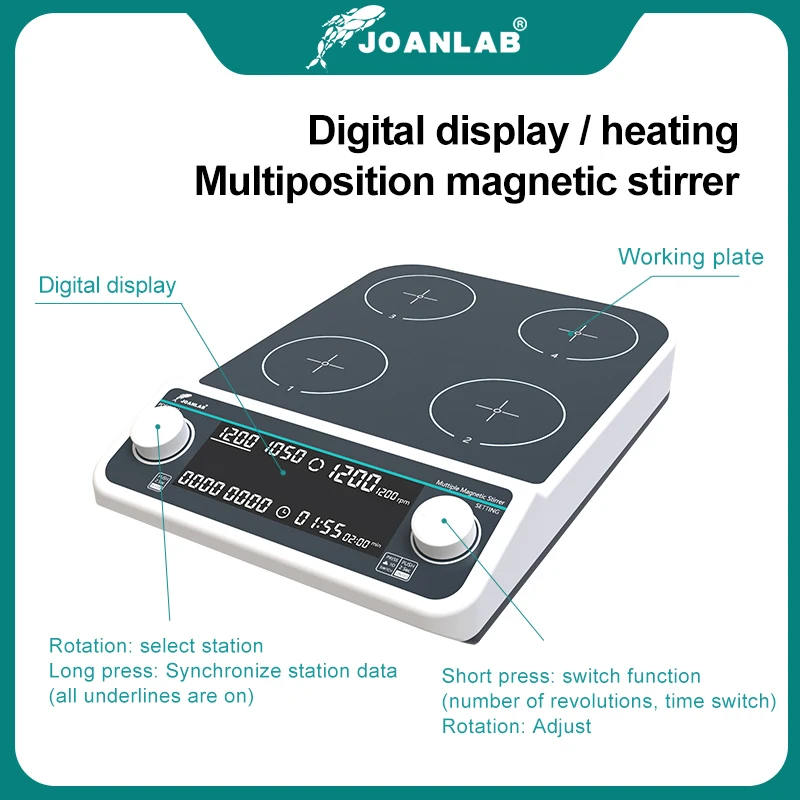 Magnetic Stirrer Hot Plate Digital Display Laboratory Stirrer Magnetic Mixer Heating Four-station Six-Position magnetic stirrer