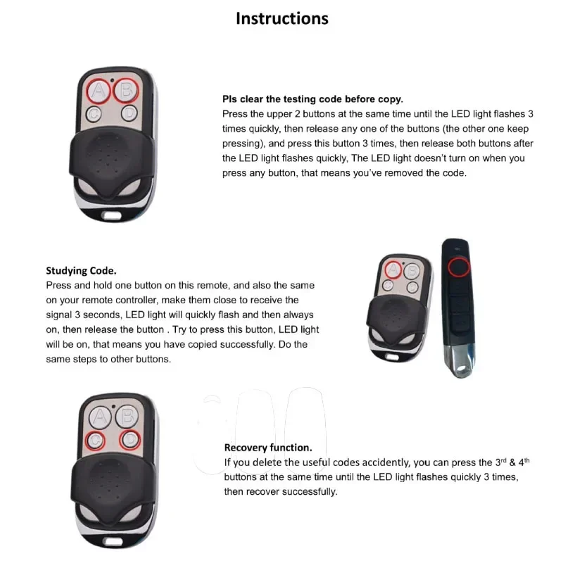 Clone Fixo 4 Channel 433MHz Remote Control Copy Cloning Duplicate For Car Gate Garage Door remote control