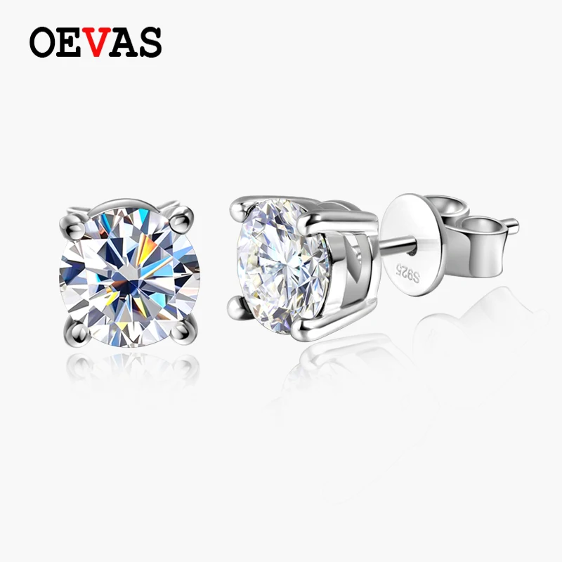 

OEVAS 0.5/1/2 CT Real D VVS1 White Black Green Moissanite 100% 925 Sterling Silver Stud Earrings Sparking Fine Jewelry For Women