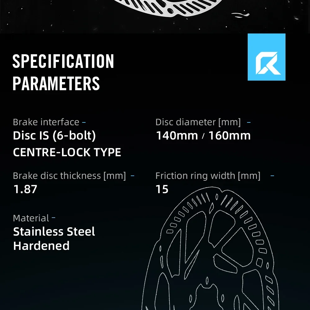 RYET Schwimmender Fahrrad-Scheibenbremsscheibe, 140 mm, 160 mm, 6 Bolzen und Mittelschloss, MTB, Edelstahl, für Mountainbike-Fahrrad-Fahrradteile – Detail 12
