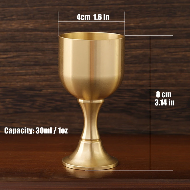 Brass Mini Spirits Vodka Cup Goblet Liquor 30ml Mirror Surface Polishing Retro Personalized Tea Tumbler Glases Home Decorative