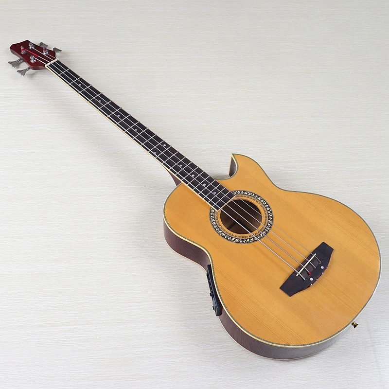 43 Inch 4 Strings Electric Acoustic Bass Cutaway Design Folk Guitar With Flaw With EQ Bag electric bass guitar