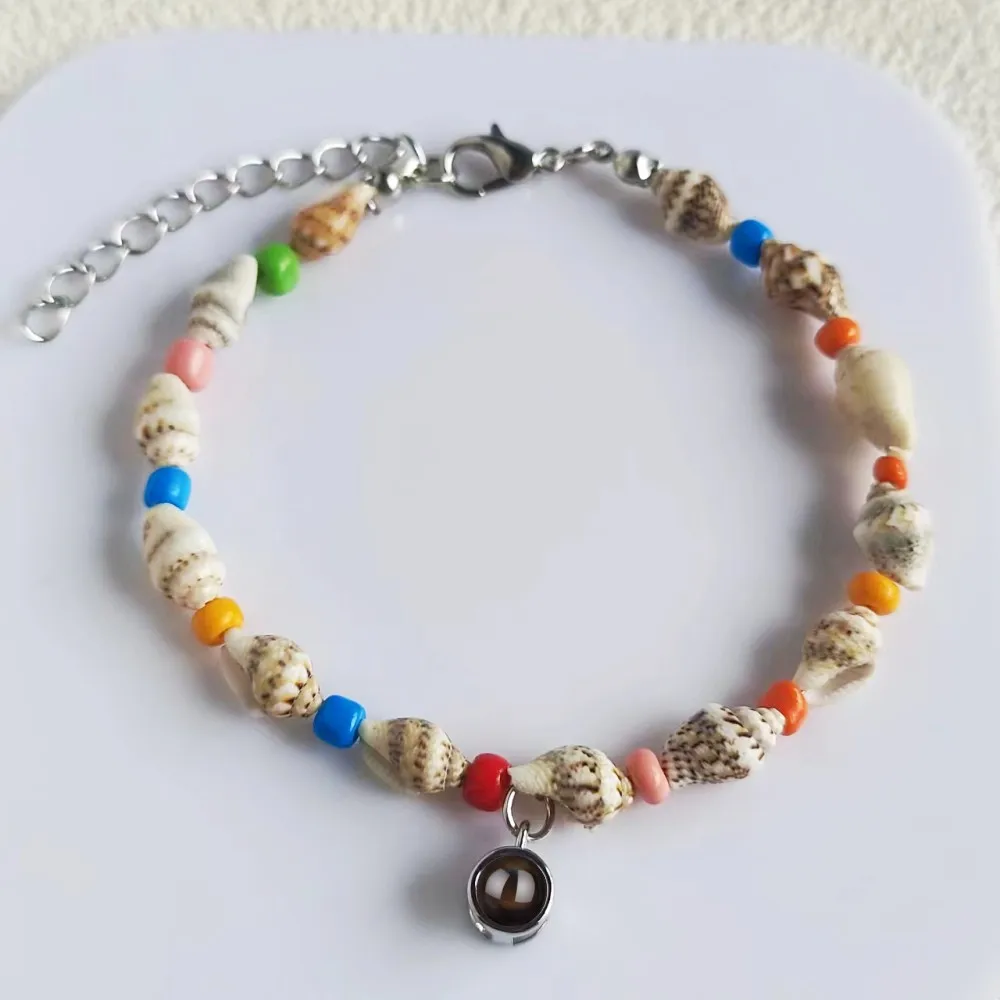 Custom Photo Projection Bracelet Summer Shell Conch Chain Rice Beads Bracelet For Women Gift