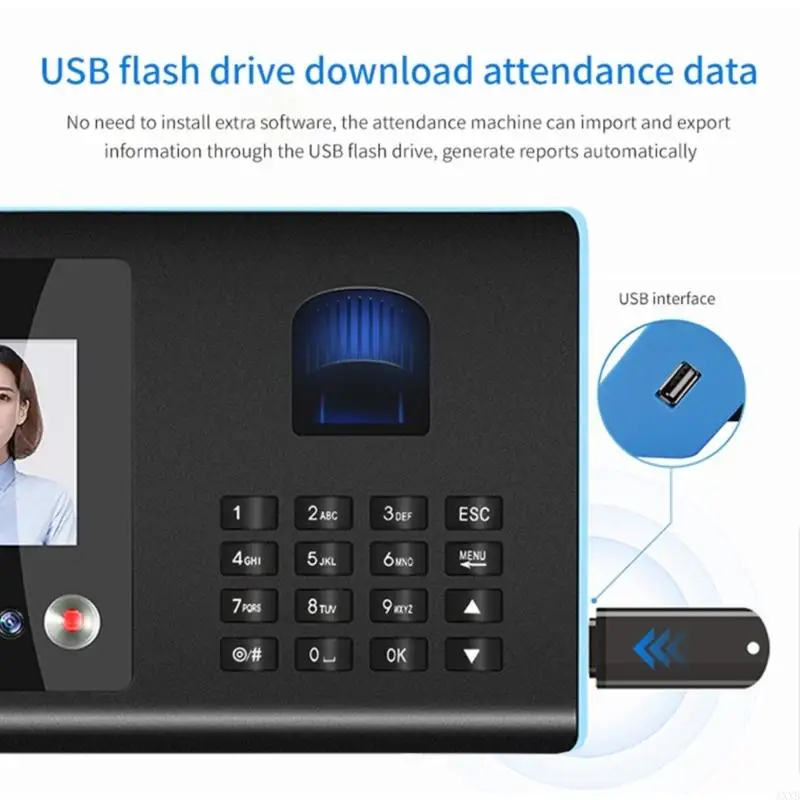 USB Data Management Face Biometric Fingerprint Password Employee Attendance Machine Check-in Device Time Clock Recorder