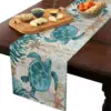 Nautical  Sea Turtle Starfish Linen Table Runners Dresser Scarves Table Decor Farmhouse Kitchen Table Runners Party Decorations 3