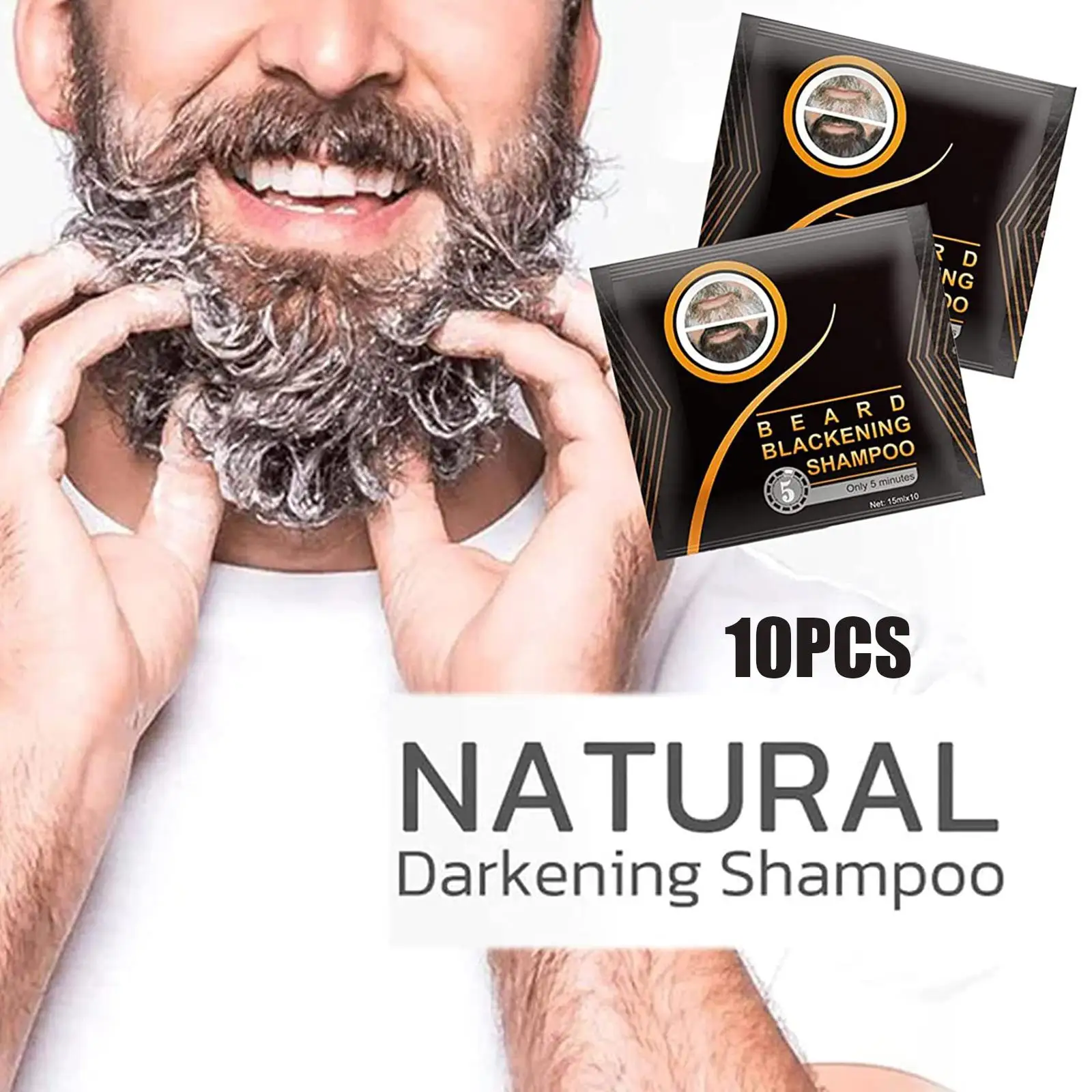 1box=10pcs Fast Black Beard Dye Wax Dark Beard Shampoo Beard Men Beard Cream Dyeing Blackening Non-irritating Balm Moderate N5M2