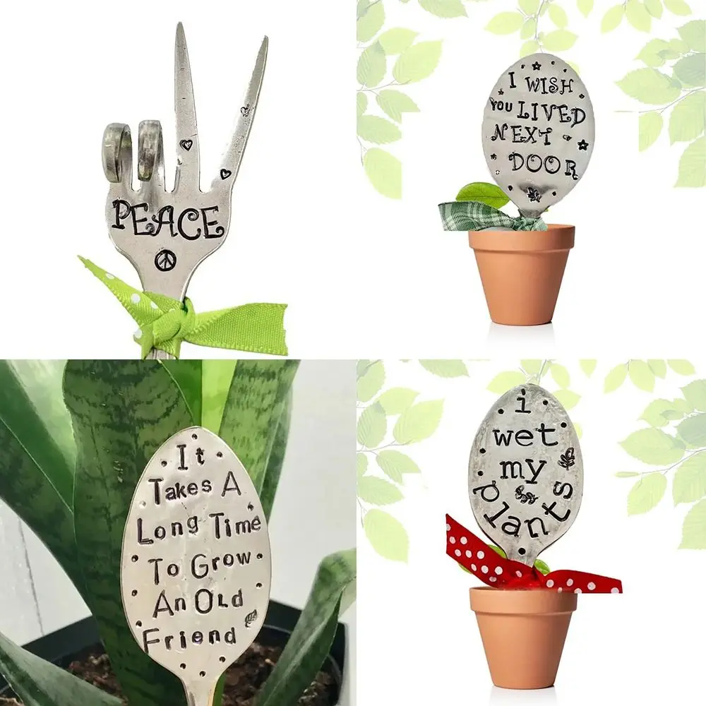 

Craft Garden Marker Friendship Gift Garden Decor Metal Garden Art Marker Yard Art Sculpture Silver Spoon Plant Markers Garden