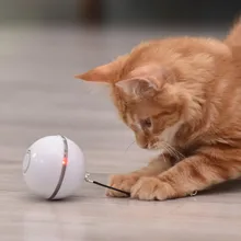 

Smart Cat Interactive Toy Colorful Led Self Rotating Ball Toys With Bell Feather Toys Usb Rechargeable Cat Kitten Ball Toy