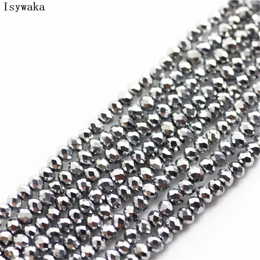 Ink Blue Faceted Crystal Glass Rondelle Beads for Jewelry Making - 170pcs, 2mm