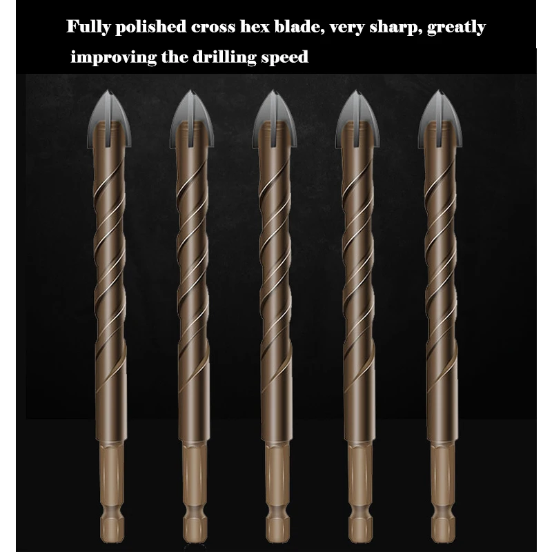 Drill Bit Set 3-12mm Cross Hex Tile For Glass Ceramic Concrete Hole Opener Brick Hard Alloy Triangle Bit Tool Kit