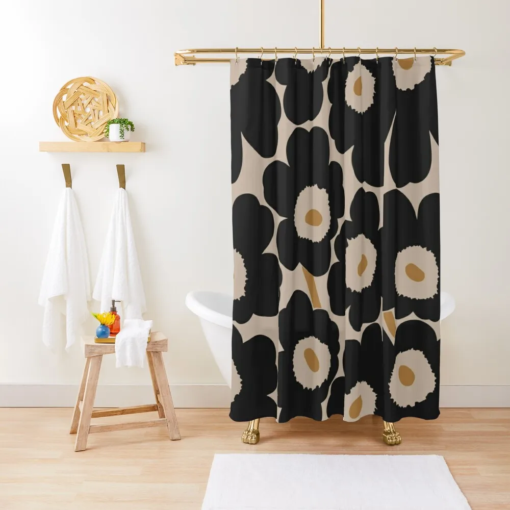 

tropical beige floral black pattern print Shower Curtain Toilet Accessories Bathroom Waterproof Bath And Anti-Mold Curtain