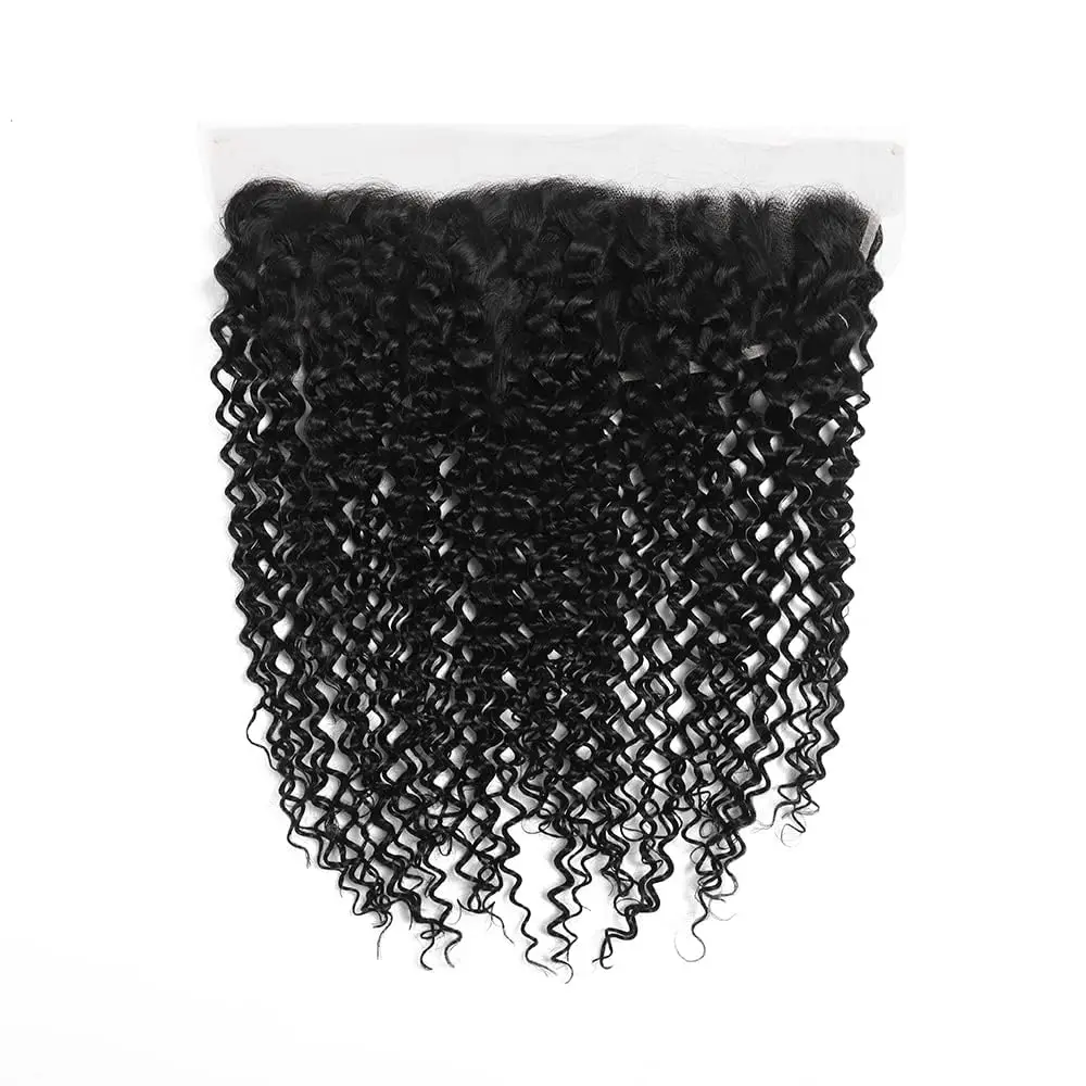 Curly Frontal Closure 13x4 Ear to Ear Transparent Lace Frontal Kinky Curly Brazilian Virgin Human Hair Pre Plucked