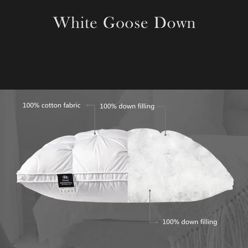 High-end down comfortable pillow5-star hotel pillow down pillow core cotton white goose down 3-dimensional cervical pillow core 3