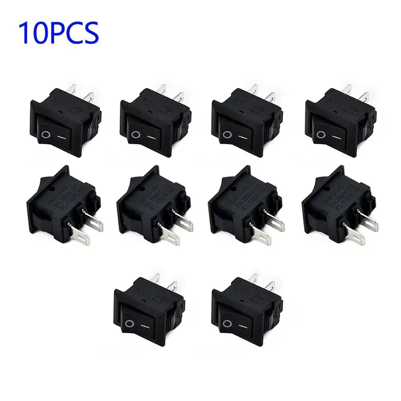 10 Pcs round Rocker Switches 250V 3A 2-Pin ON/OFF Toggle SPST for Auto Car Truck Boat 10x15mm