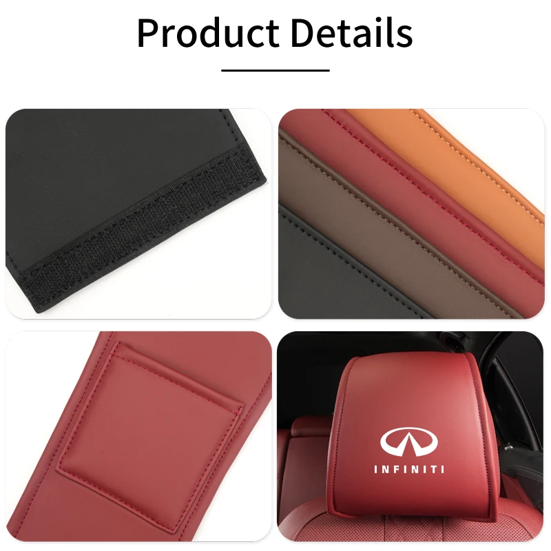 인피니티 Q50, FX35, Q30, G37, Q70, QX70, G35, Q60, QX50, QX60, QX80, QX30, JX35, G25 용 시트 헤드레스트 보호 커버, 자동차 액세서리, 2 개