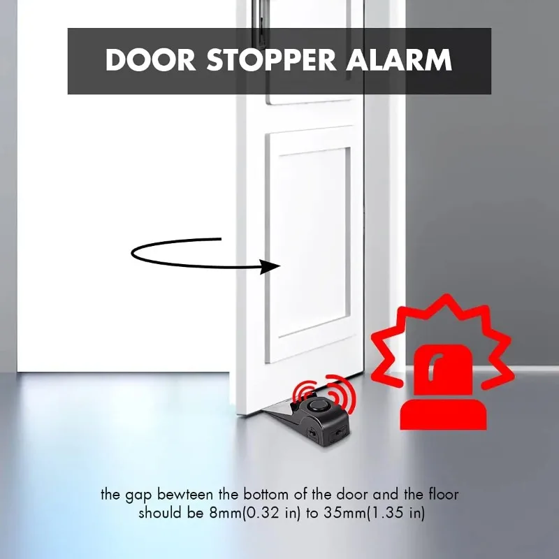 Wireless Door Stop Alarm with 120DB Siren for Home Security and Travel