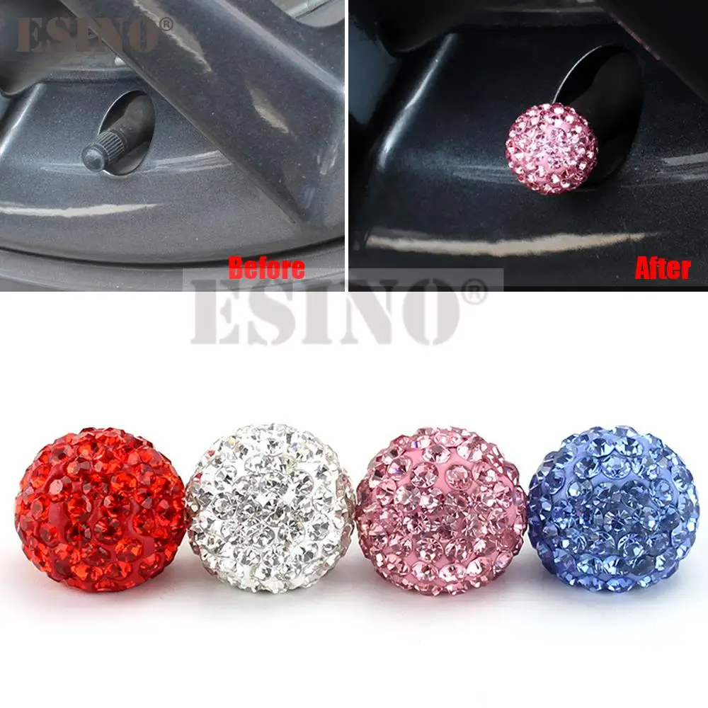

4 x Car Styling Copper Wheel Tire Valve Caps with Diamonds Wheel Tires Valves Tyre Stem Air Caps Airtight Covers