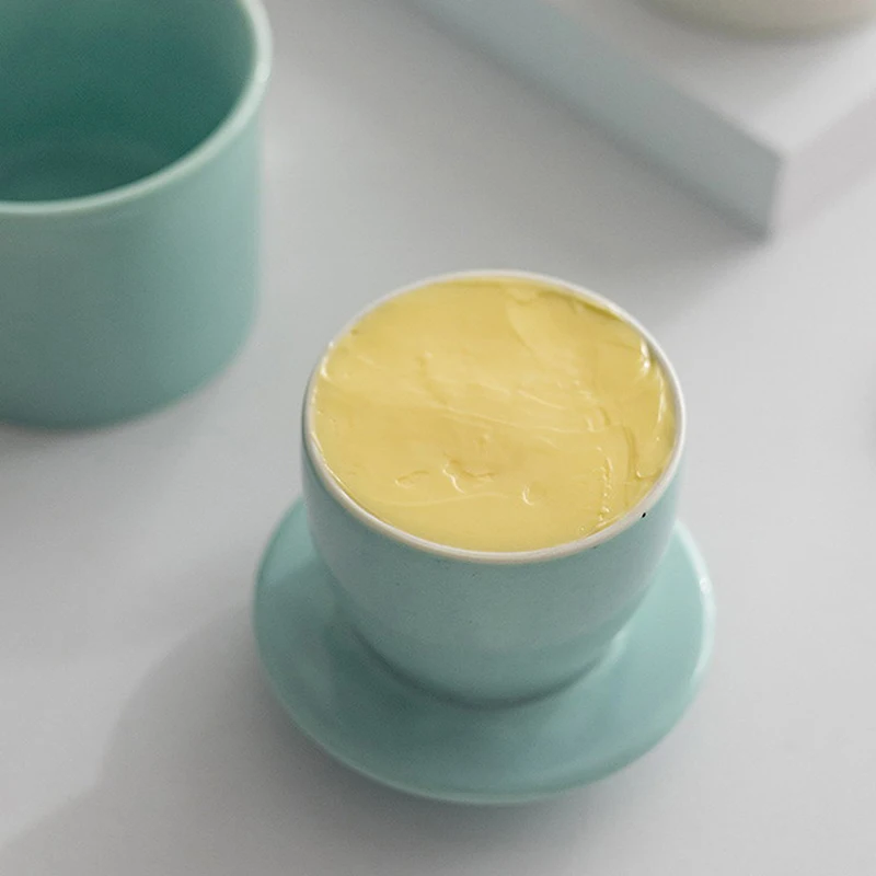 Butter Crock With Lid Modern Round Ceramic Butter Holding Plates Spreadable Porcelain Keeper Cheese Storage Container