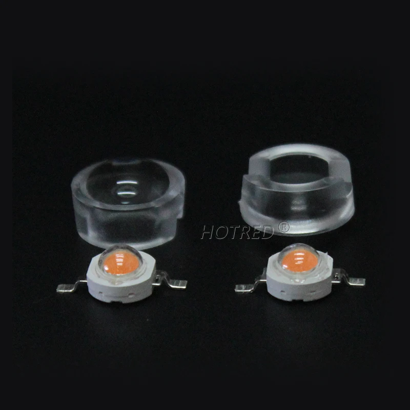 Optical LED Lens 13mm 1W 3W 5W High Power Chip Reflector IR Plant Light Free Holder 15 30 45 60 90 100 Degree Convex Lens
