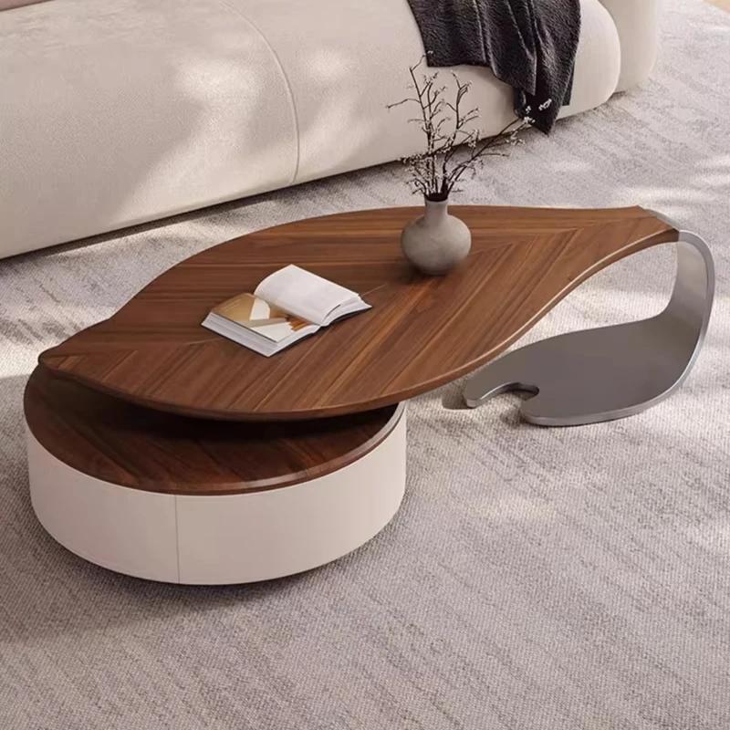 ！@Living Room Furniture Set Wooden Modern Nesting China Small Oval Shape Side Tea Table Design Leaf Shaped Coffee Table