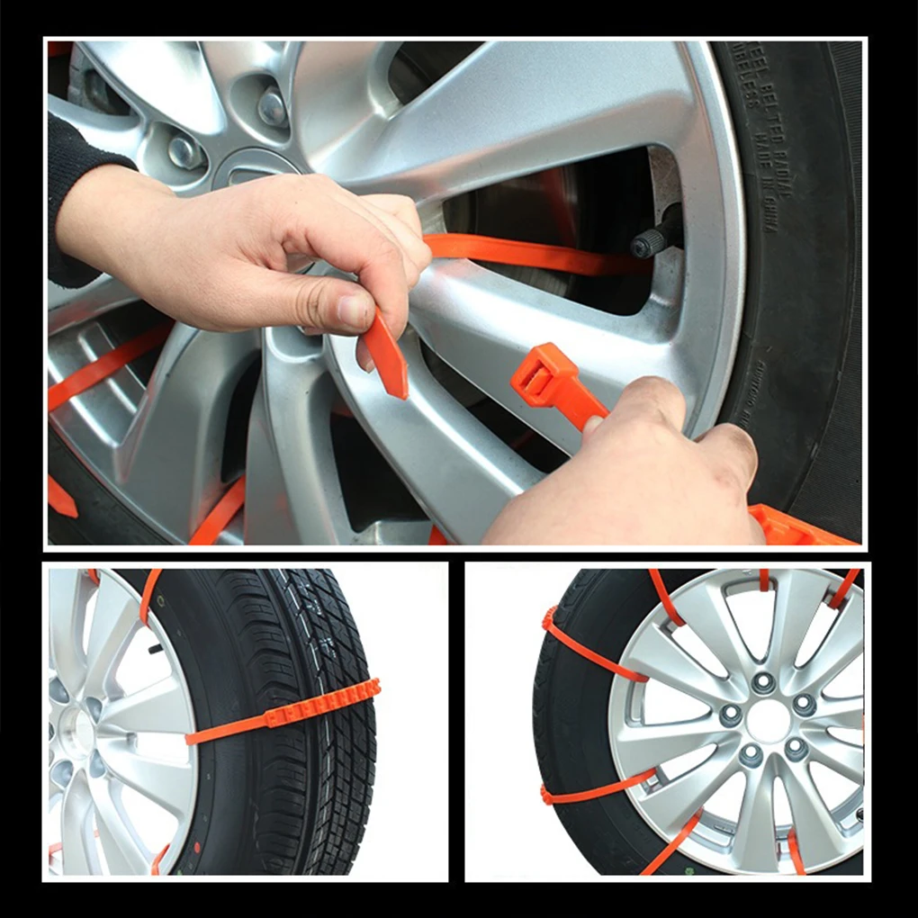 10pcs/set Car Anti-skid Chains Tough Snow Chains For Cars With Small Size Tire Snow Strong Grip Anti-skid Cable Ties