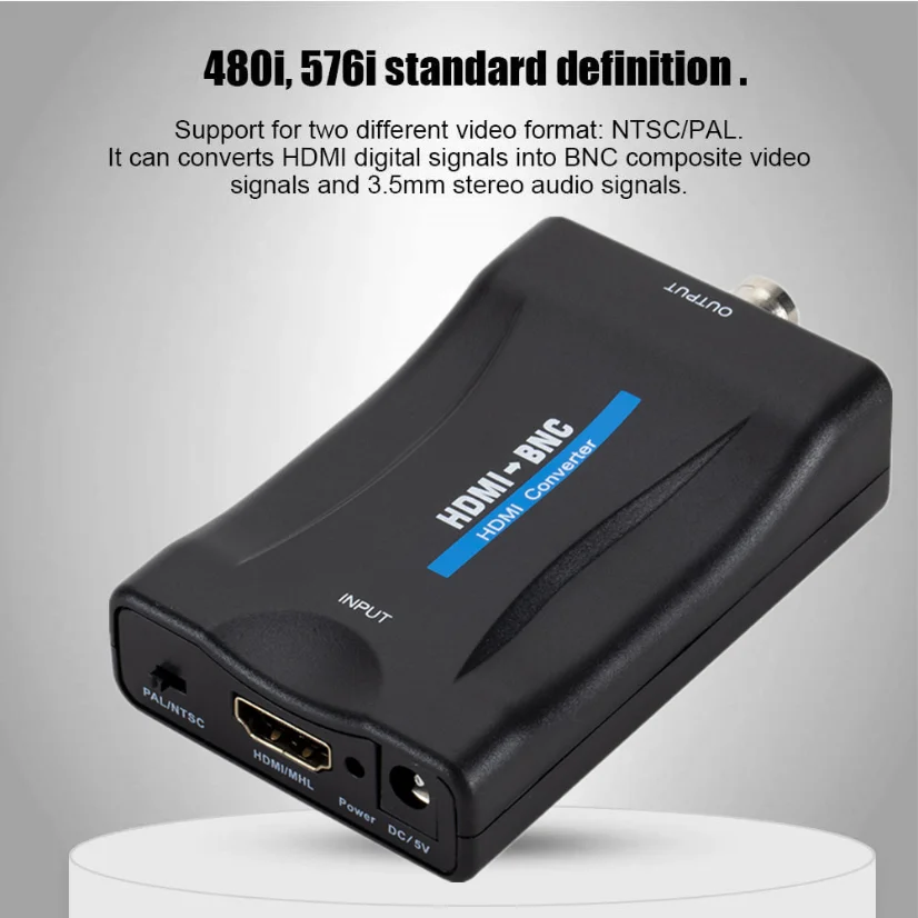HDMI-BNC 변환기 비디오 어댑터, HDMI 인 암 BNC 동축 출력 복합 박스, 3.5mm 오디오 출력, 풀 HD DV