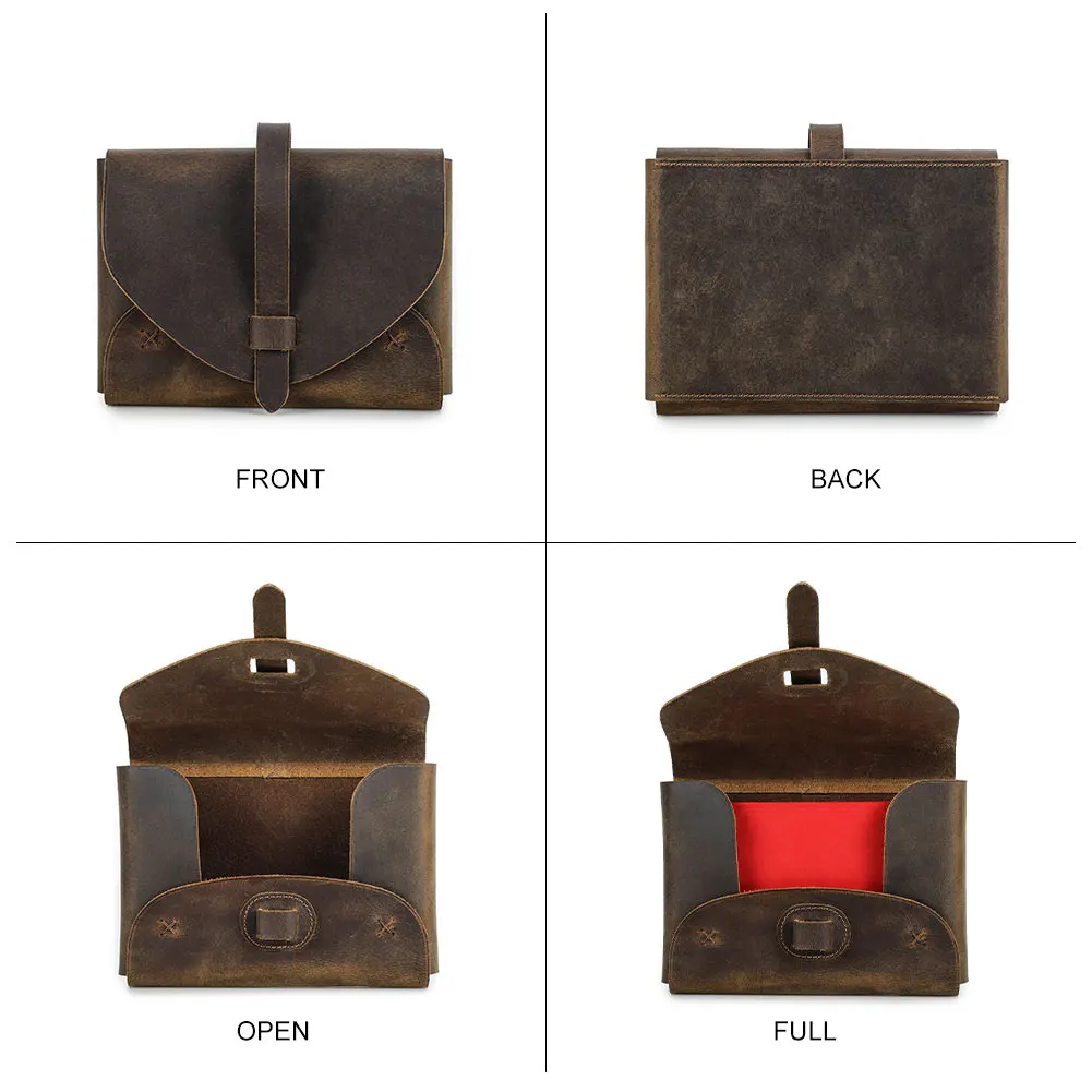 Retro Genuine Leather 100% Handmade Book Cover Carrying Bag