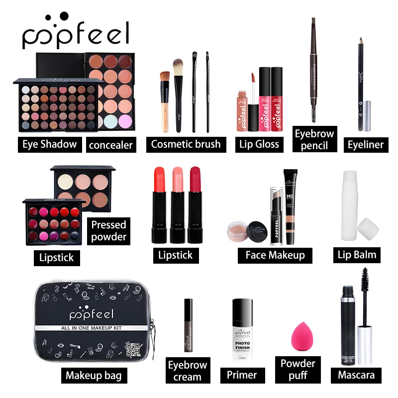 Make-up-Set alles für 1 echte versand kostenfrei Make-up-Kit Frauen  Kosmetik Geschenk box Lip gloss Concealer Schatten Palette Make-up für  Frauen