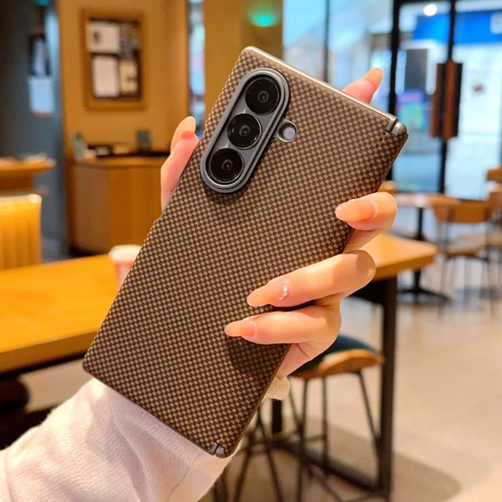 Deluxe Carbon Fiber Texture Magnetic Phone Case with Electroplated Back Cover