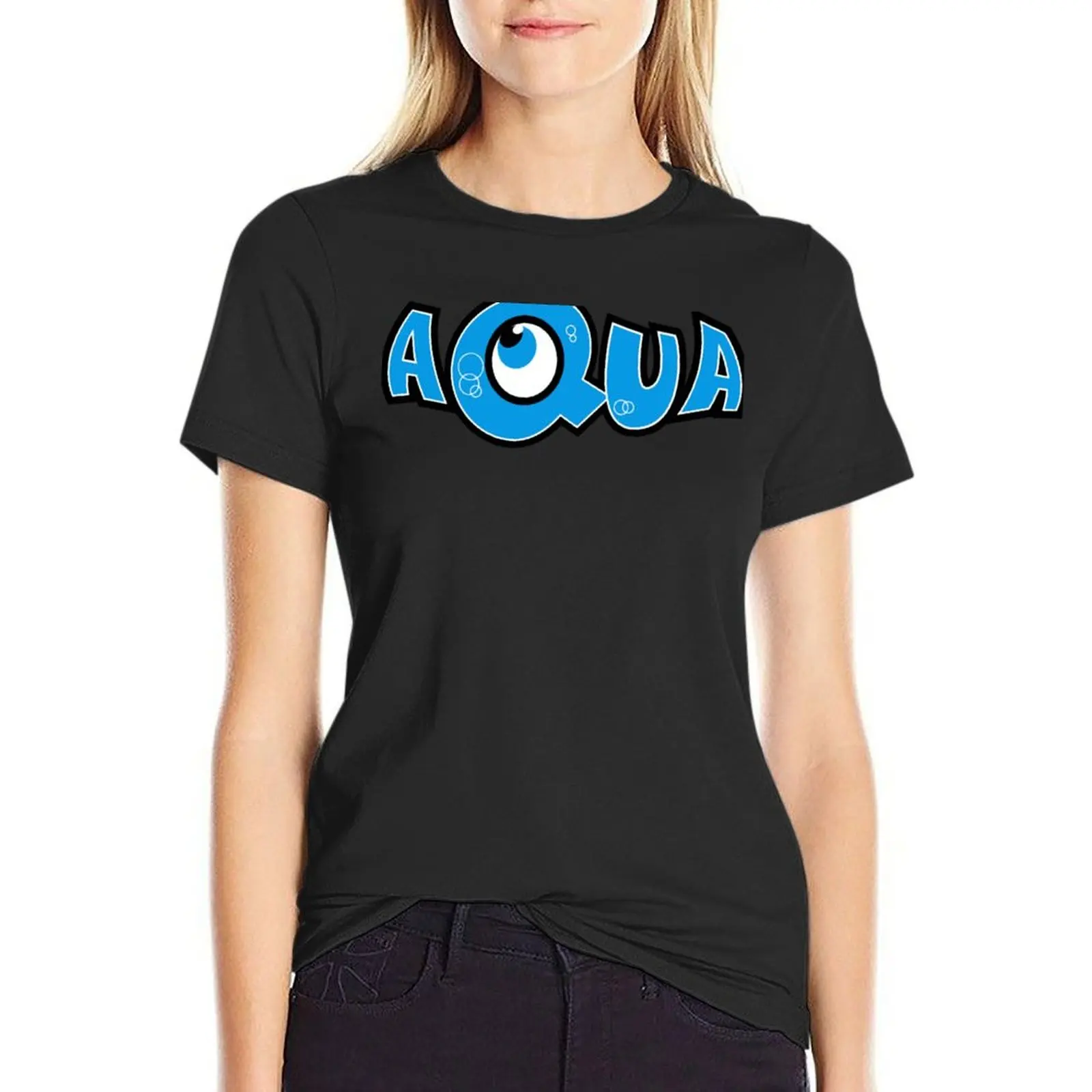 

Aqua Band Logo T-shirt anime clothes korean fashion Women's tops
