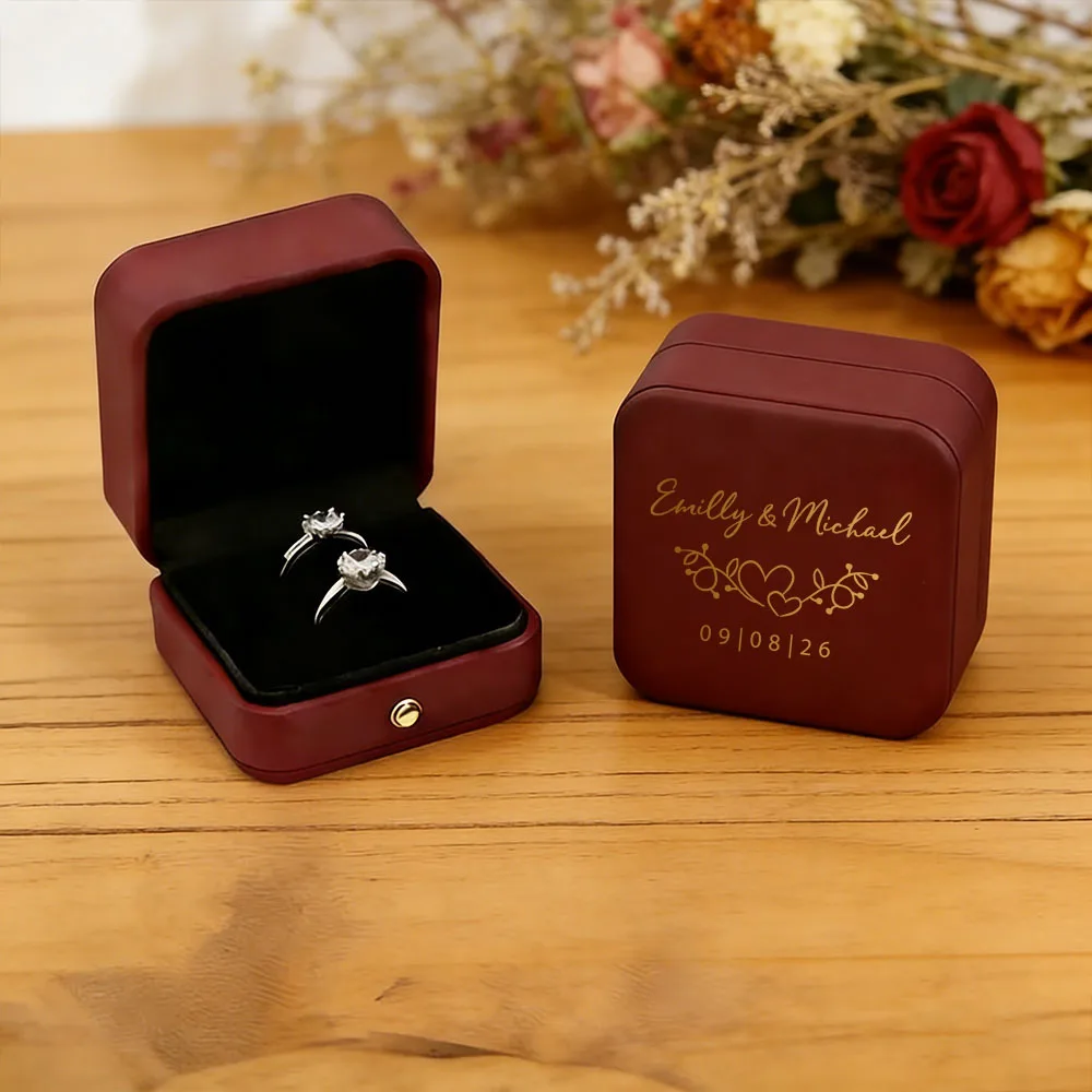 Customized Vintage Jewelry Box - Elegant Keepsake with Name and Date, Ideal