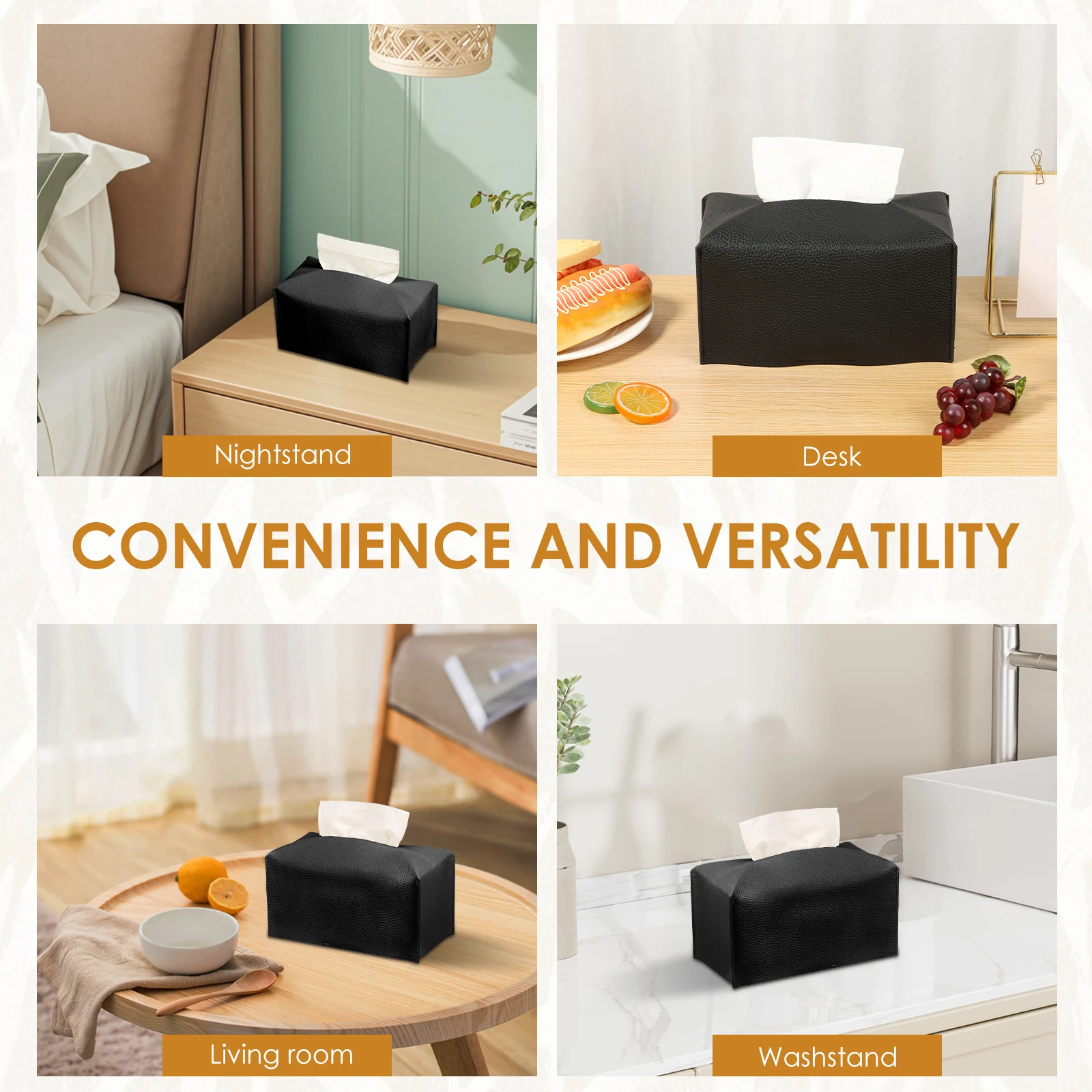 4Pcs Foldable Tissue Box Cover Portable Rectangular Tissue Box Holder with Bottom Belt Facial Tissue Box Cover for Home Office