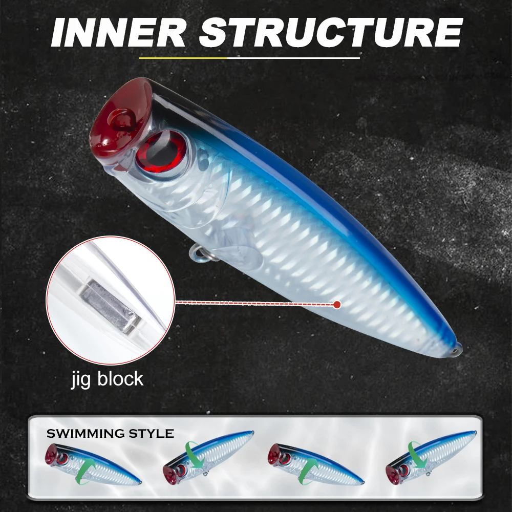 D1 Topwater Popper Fishing Lures 110mm 20g Floating Wobblers Long Casting Artificial Hard Baits Sea Fresh For Seabass Pike
