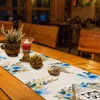 Happy Passover Blue Flower Hanukkah Linen Table Runner Home Decorations Jewish Anniversary Holiday Table Runner for Party Decor 4